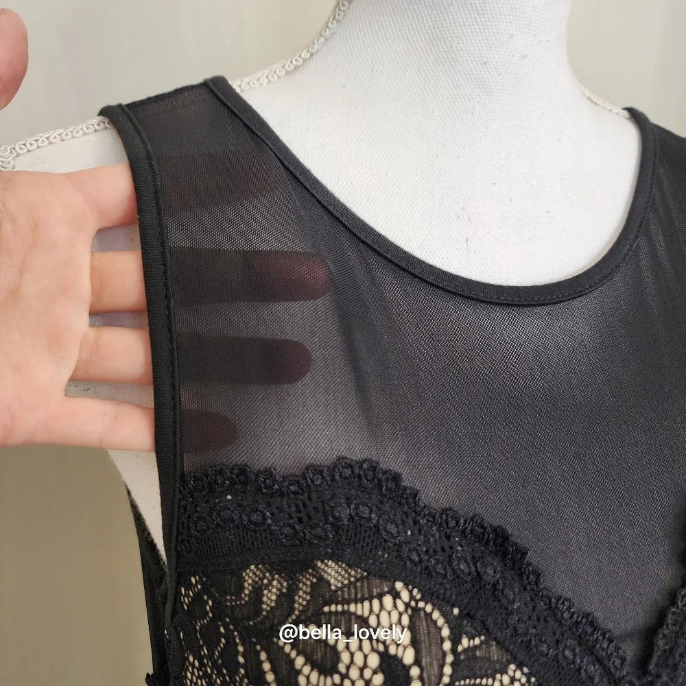 Formal Elegant Black Cream Lace Backless Sheer Back Dress - Picture 5 of 12